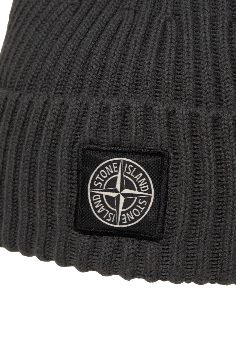 Stone Island Knitted Beanie With Ribbed Texture