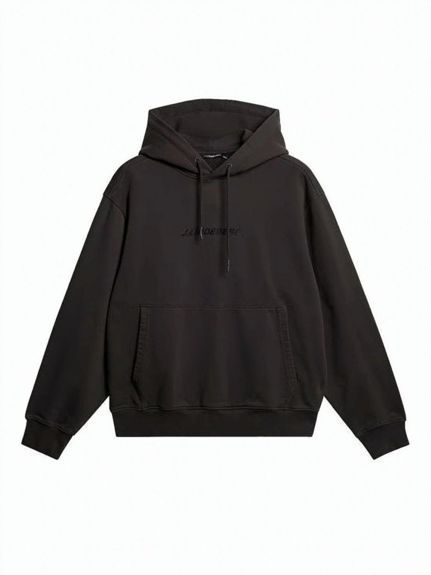 J Lindeberg Relaxed Fit Black Hoodie With Drawstring