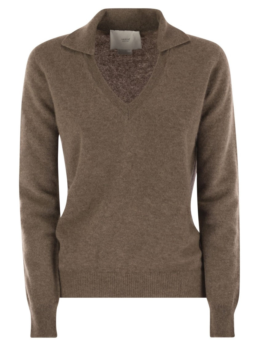 Vanisé Patty - V-Neck Jumper With Polo Collar