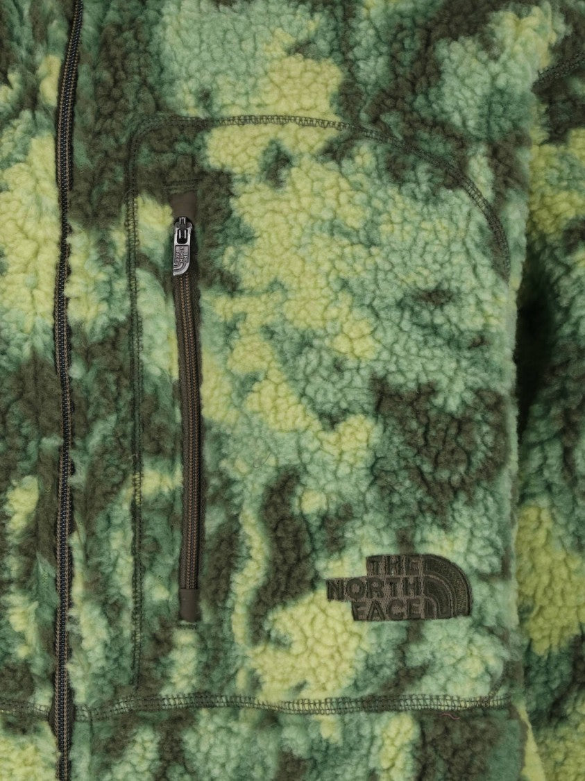 The North Face Green Extreme Pile Camouflage High-Collar Zip Jacket