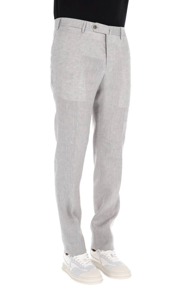 Pt Torino Slim Fit Pure Linen Trousers