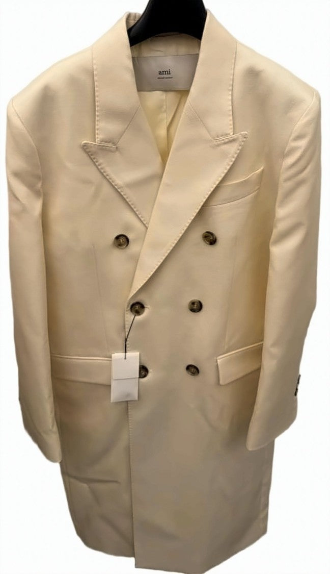 Ami Paris Double-Breasted Wool Coat With Structured Silhouette