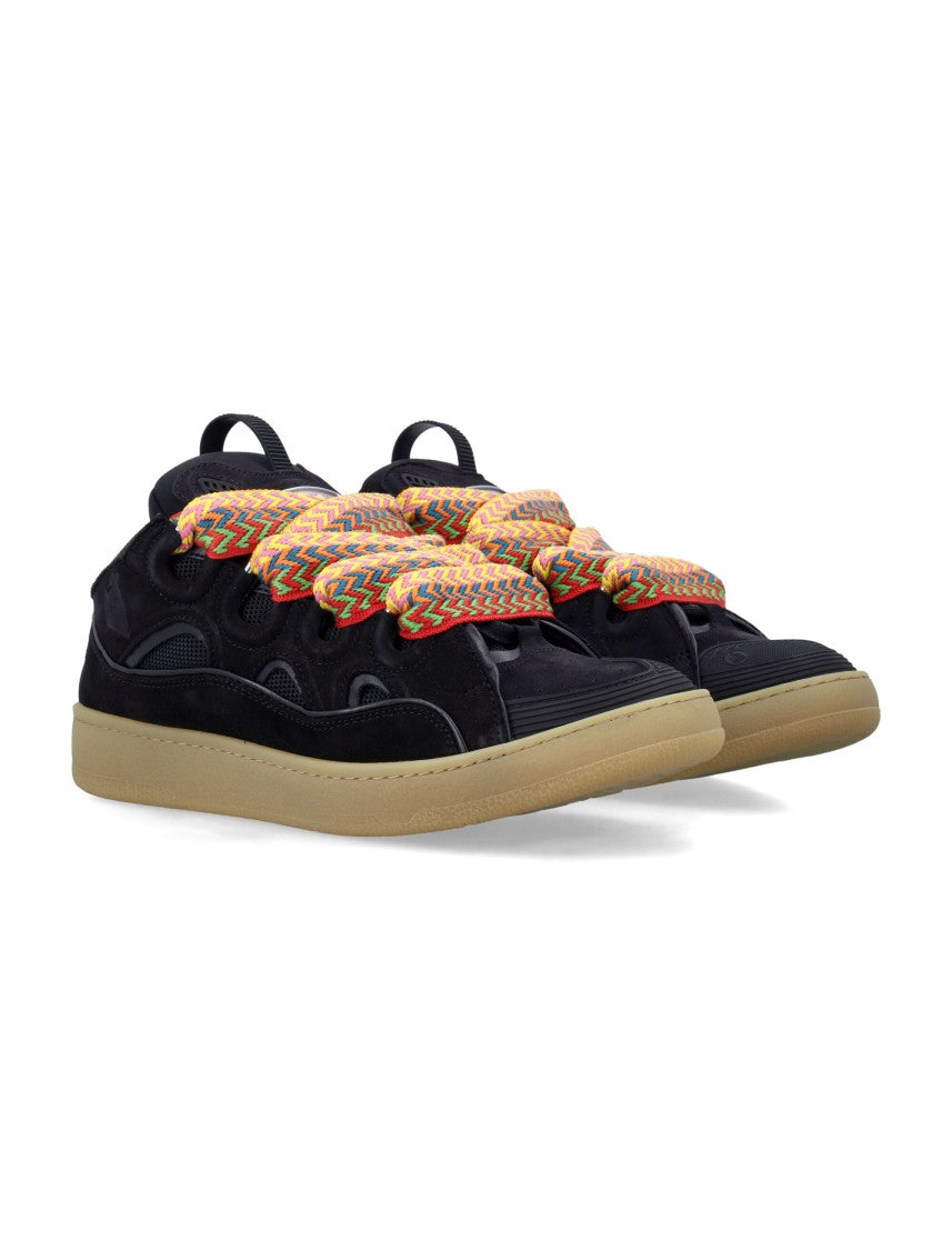 Lanvin Curb Nappa Suede Mesh Sneakers
