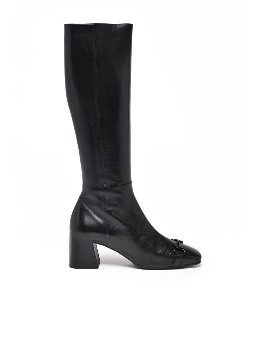 Mara Bini Black Leather Round Toe Boots