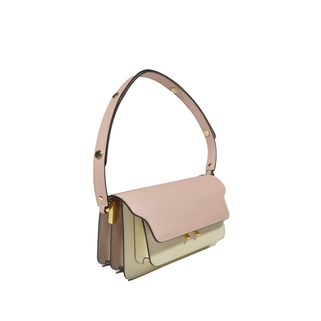 Marni Trunk Shoulder Bag In Pink And Ivory Leather