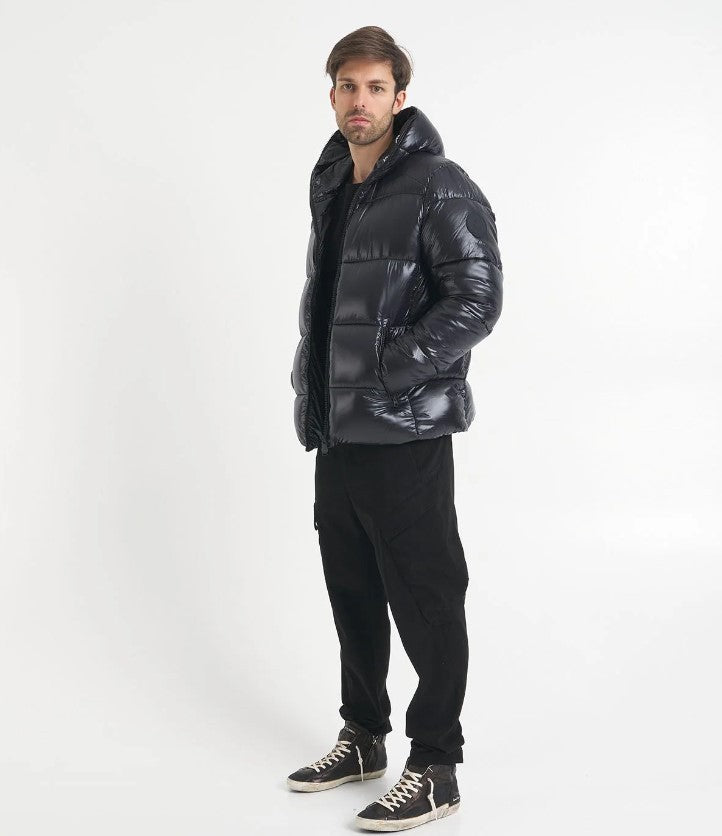Save The Duck Short Lacquered Down Jacket With Fixed Hood