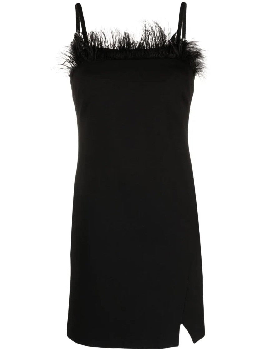 Twin-Set Black Mini Dress With Feather Trim