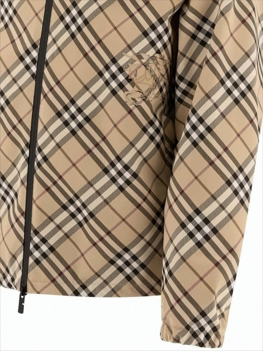 Burberry Beige Checkered Padded Jacket With Hood