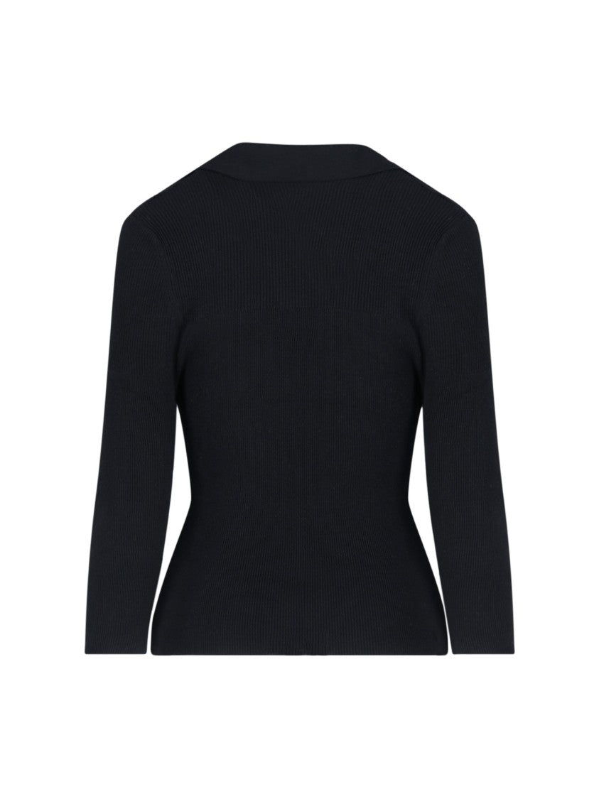 Vivienne Westwood Black Marina Ribbed V-Neck Polo
