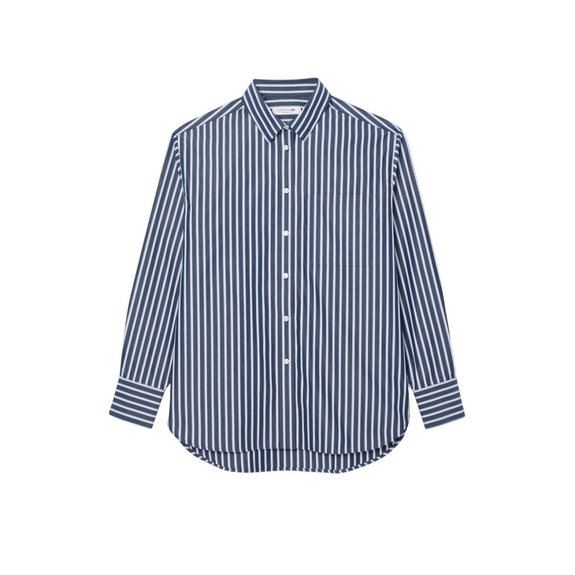 Lacoste Long-Sleeved Blue Cotton Poplin Shirt