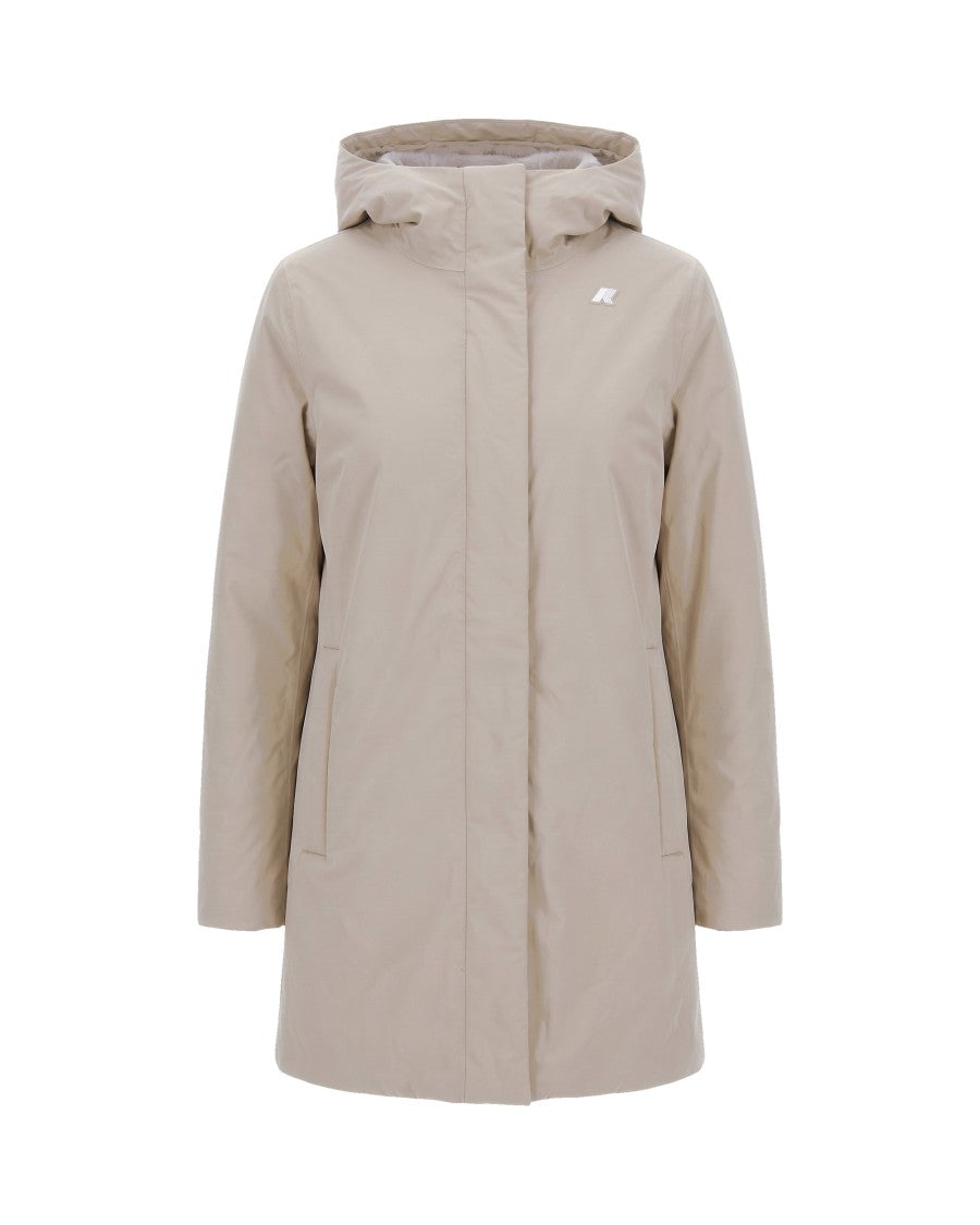 K-Way Water-Resistant Twill Jacket With Faux Fur Lining