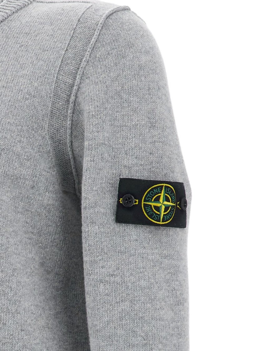 Stone Island Gray Wool Blend Sweater With Modern Fit