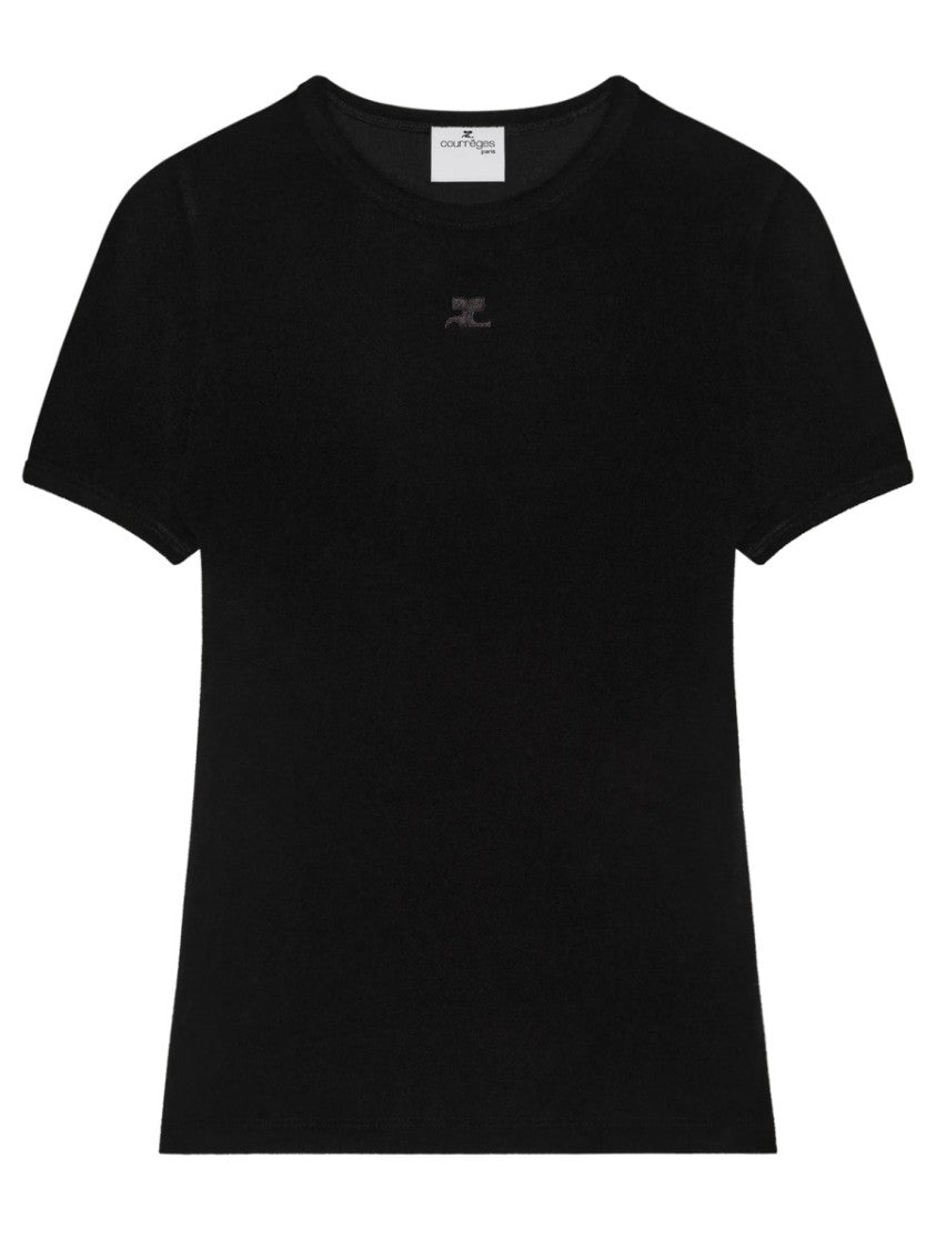Courrèges Neutral Baby Spongy Cropped Viscose-Blend T-Shirt