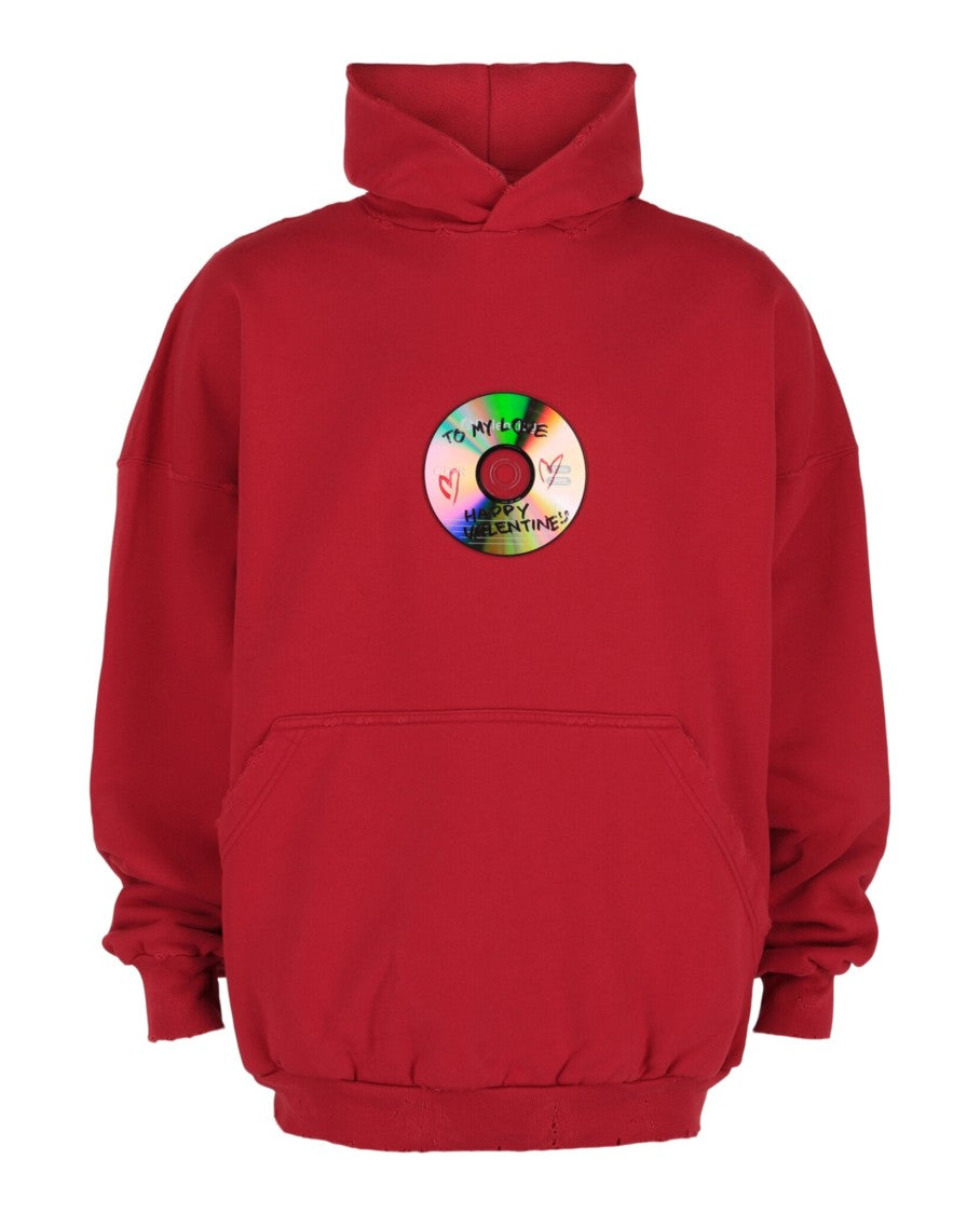 Balenciaga Oversized Red Hoodie With Valentine's Mixtape Graphic
