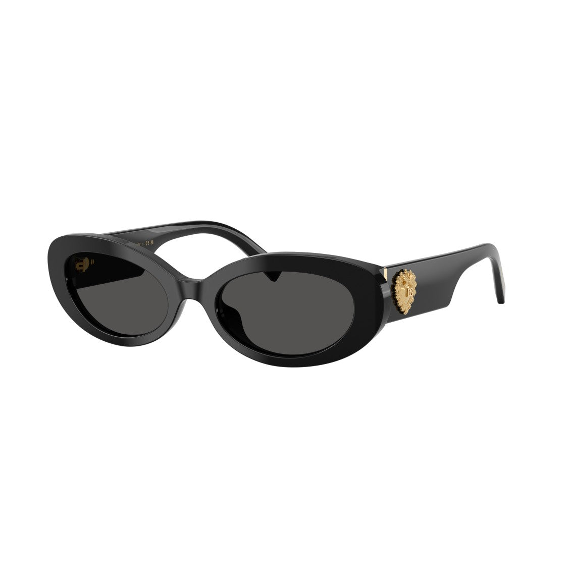 Dolce & Gabbana 0Dg4537 Oval Black Acetate Sunglasses With Gold Emblem