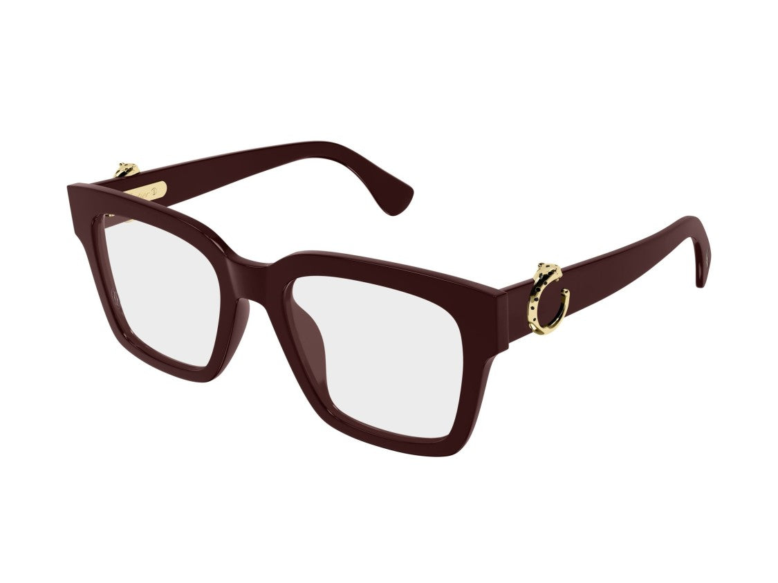 Cartier Burgundy Ct0640o Gold Acetate Oversized Square Eyeglasses