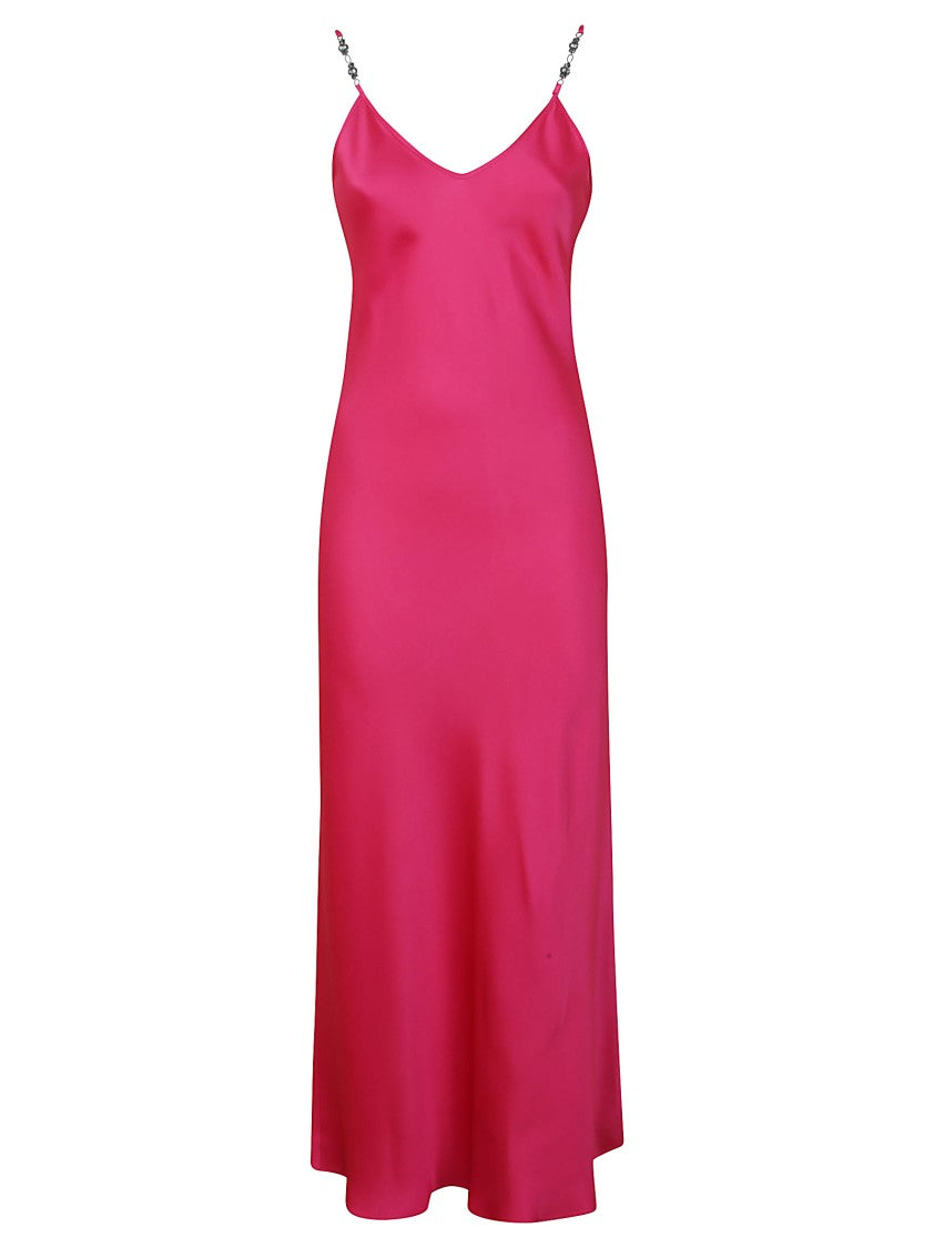 Max Mara Maxi Dress With Deep V-Neckline And Embellished Straps