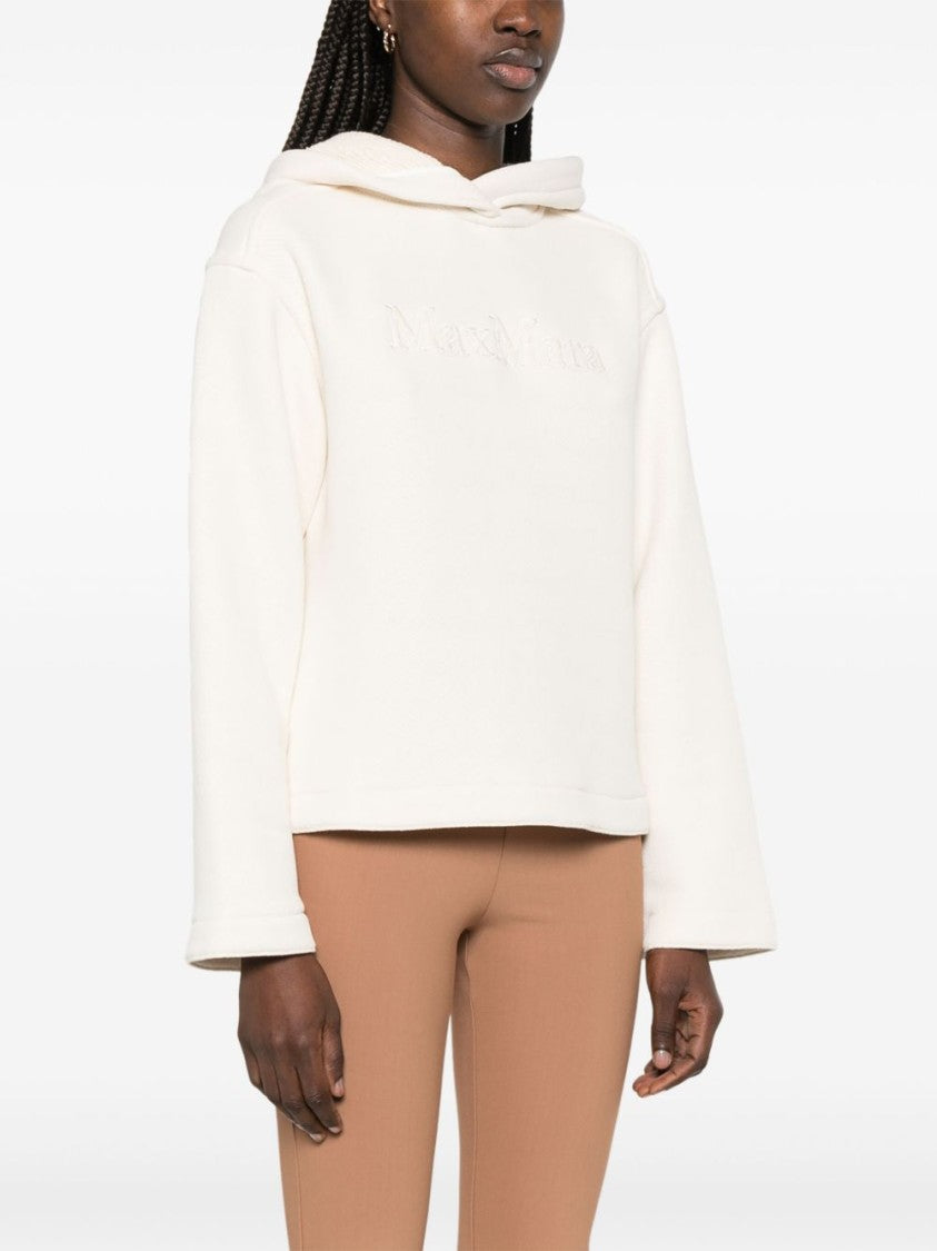 Max Mara Light Beige Hoodie With Embroidered Logo