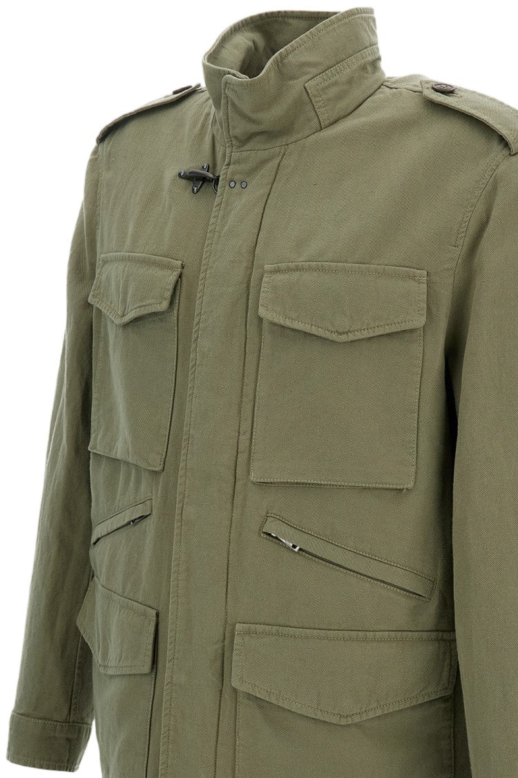 Fay Washed Cotton And Linen Explorer Field Jacket With Iconic Metal Hook