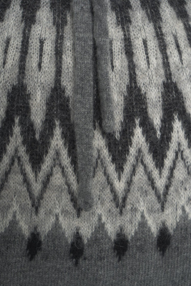 Roberto Collina Norwegian Pattern Knit Hoodie With Drawstring