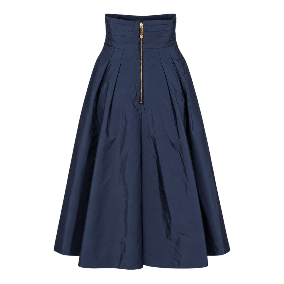 Elisabetta Franchi High-Waisted Structured Pleated Flared Midi Skirt