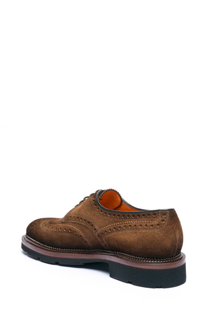 Santoni Derby Lace-Up Suede Shoes