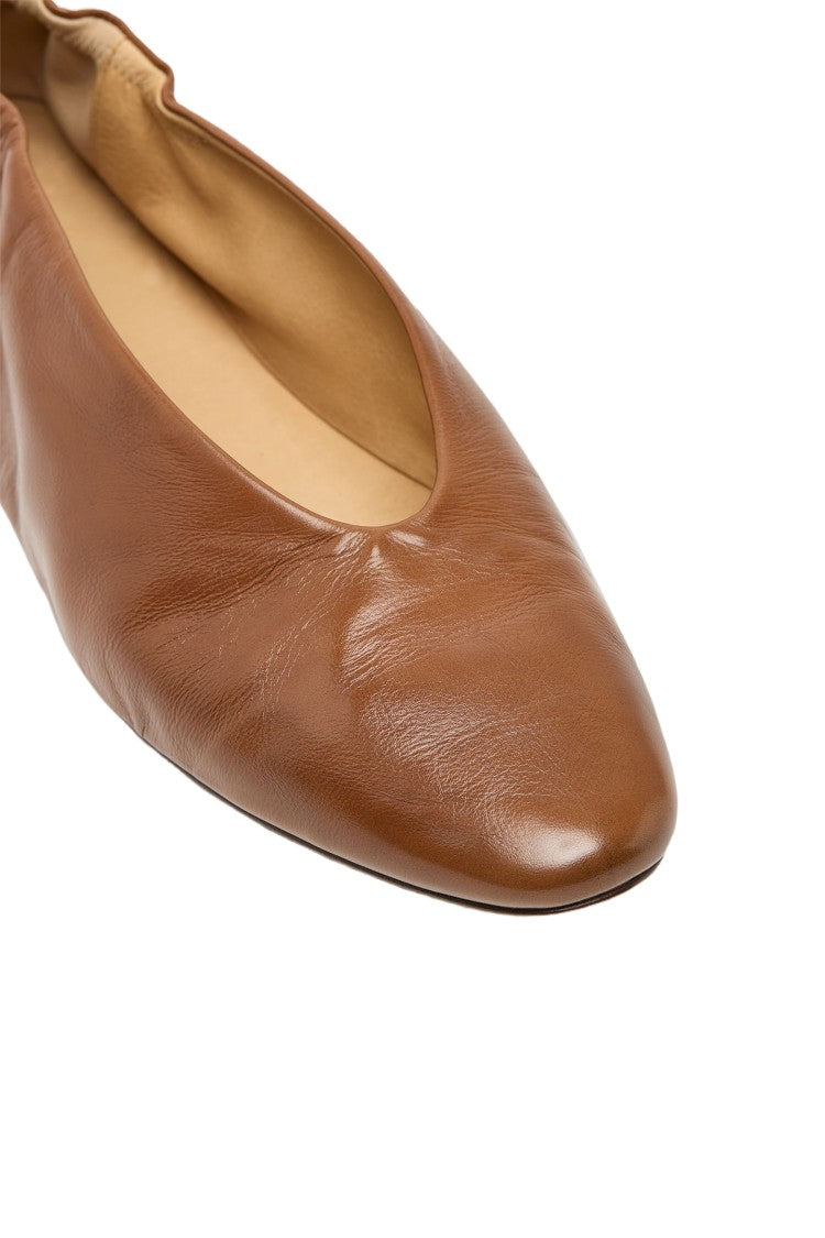 Marsèll Crinkled Leather Ballerina Flats With Tapered Shape