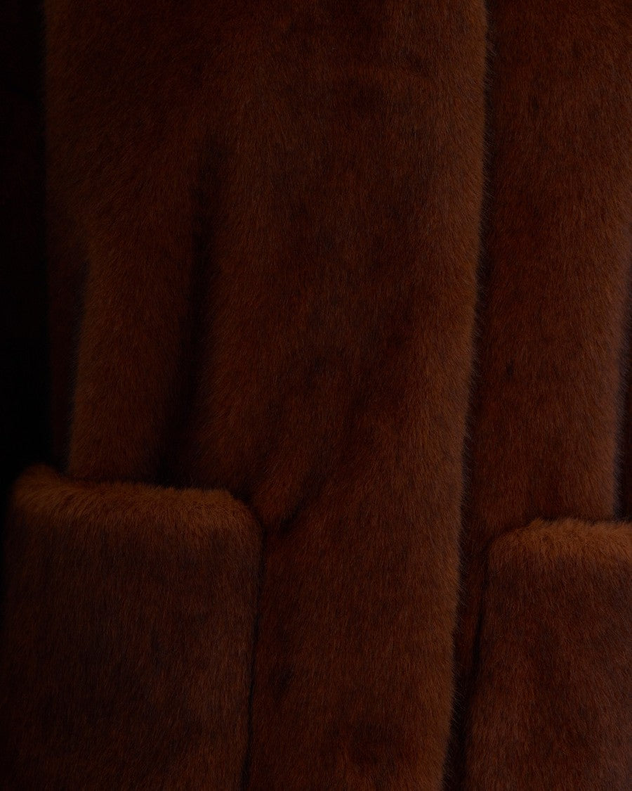 Herno Dark Brown Soft Faux Fur Bomber Jacket