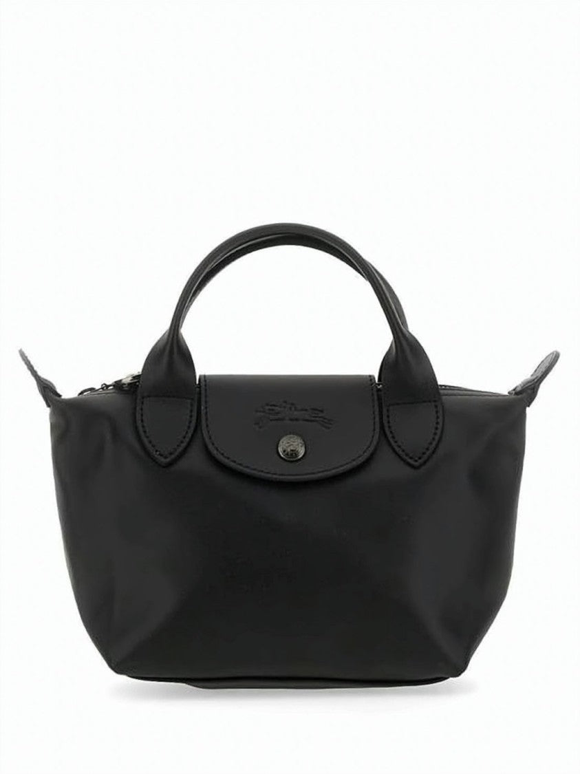 Longchamp Compact Black Leather Tote Bag