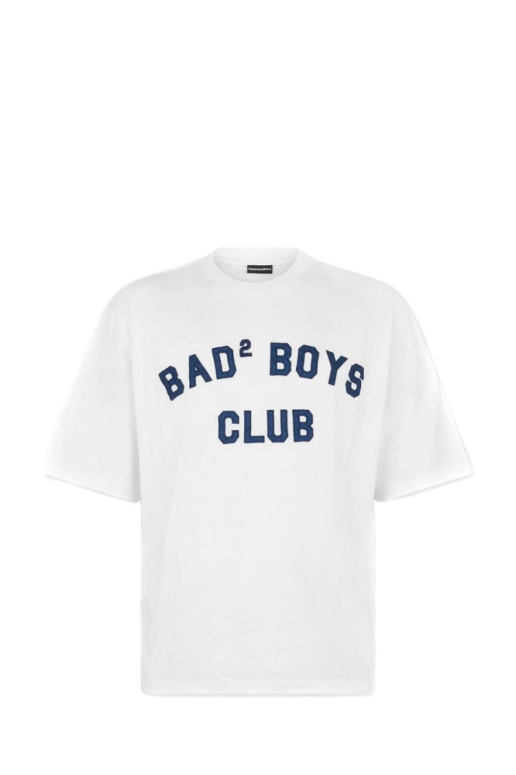 Dsquared2 White Bad2 Boys Club Collegiate Printed Cotton T-Shirt
