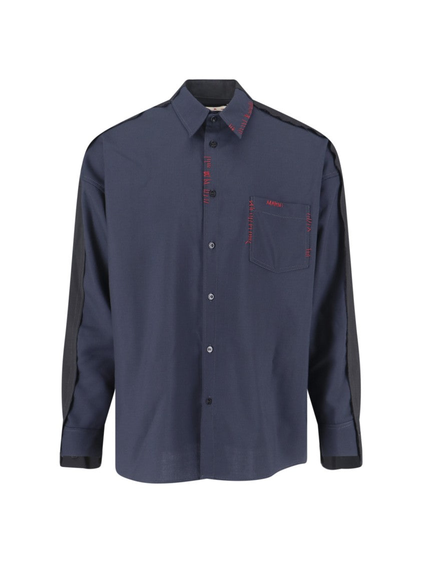 Marni Two-Tone Shirt – Navy/Red/Black