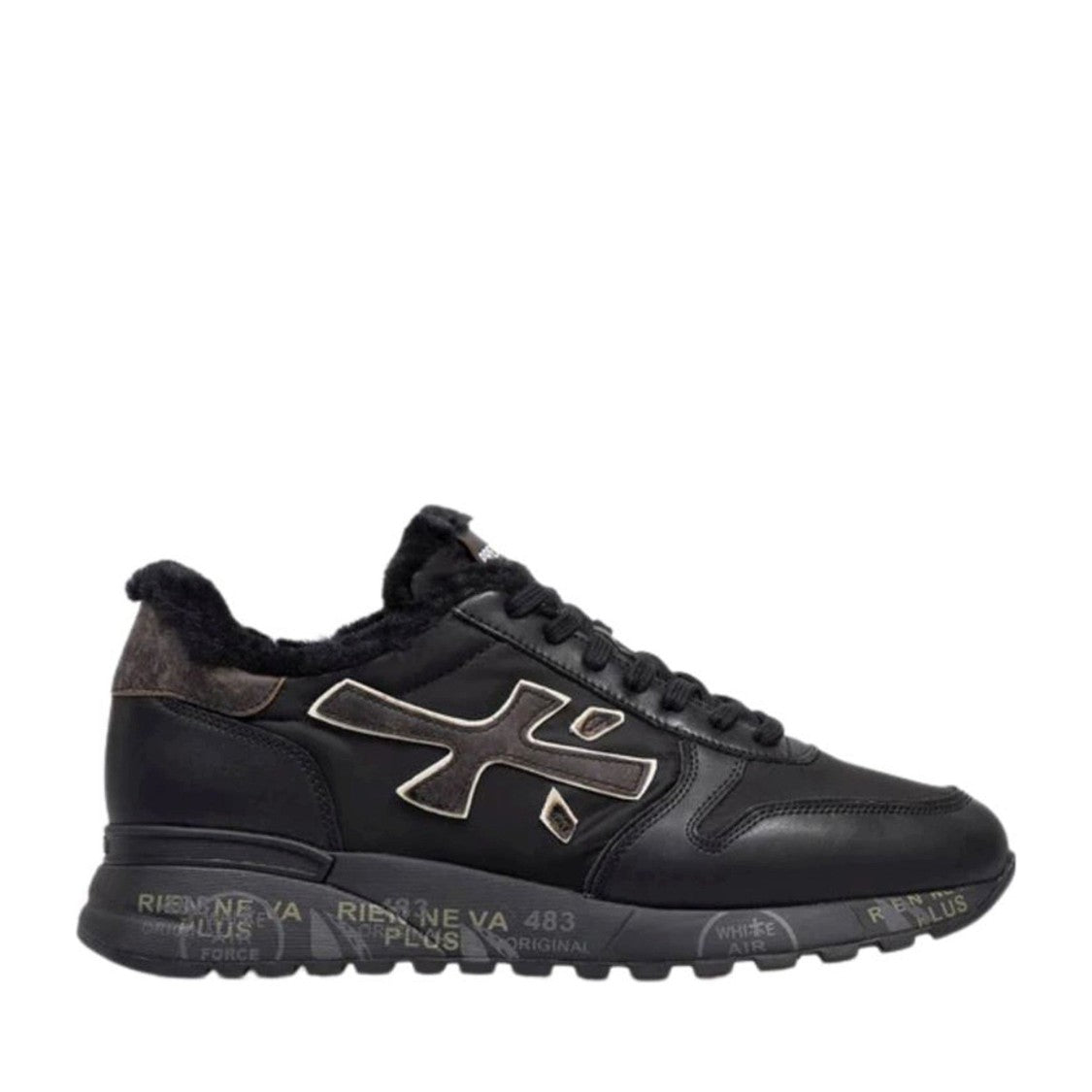 Premiata Black Mick Leather Sheepskin-Lined Sneakers