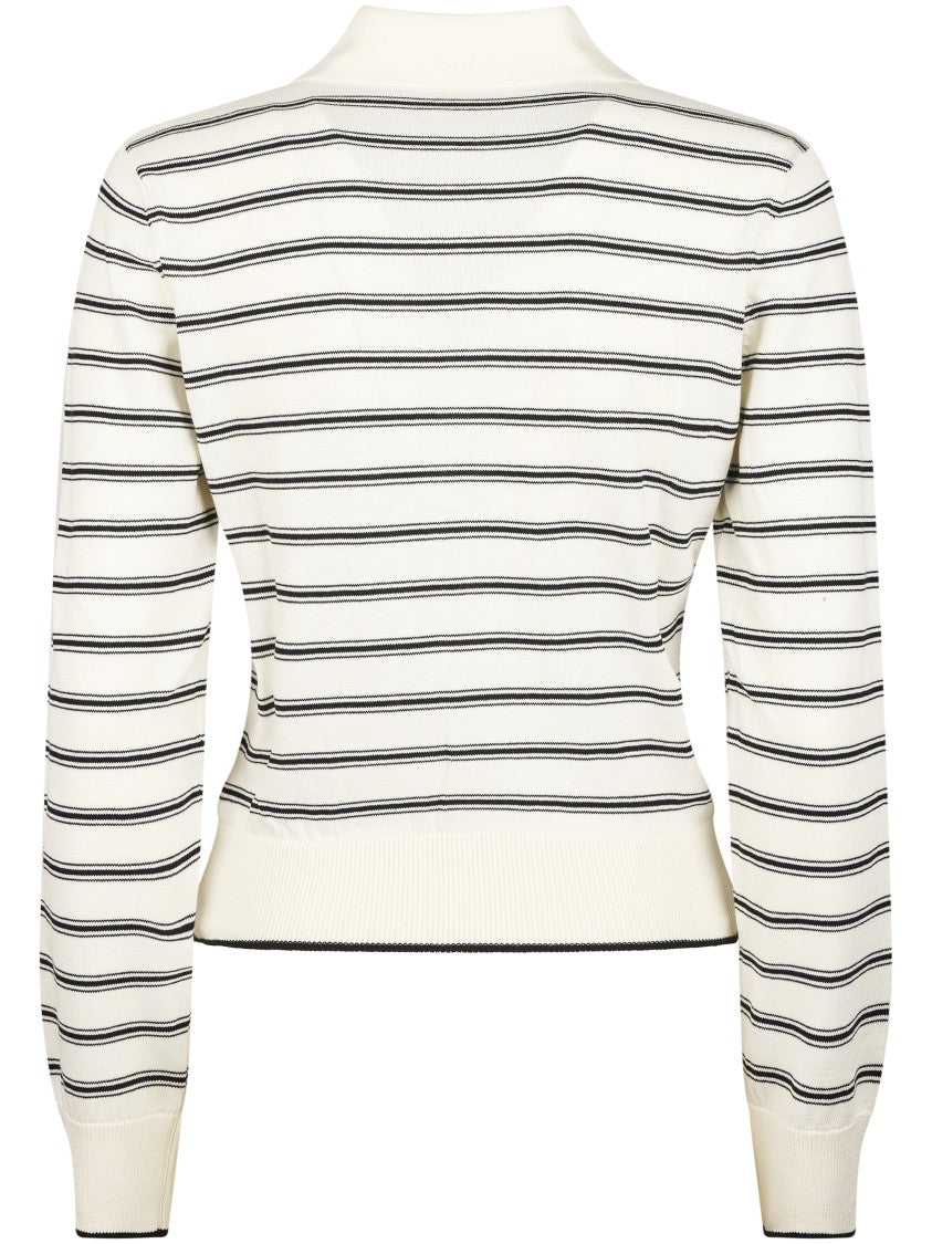 A.P.C. Button-Up Sweater With Classic Stripes And Embroidered Logo