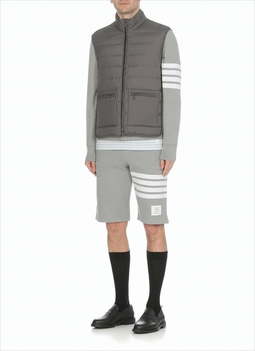 Thom Browne High Collar Padded Vest With Horizontal Quilting