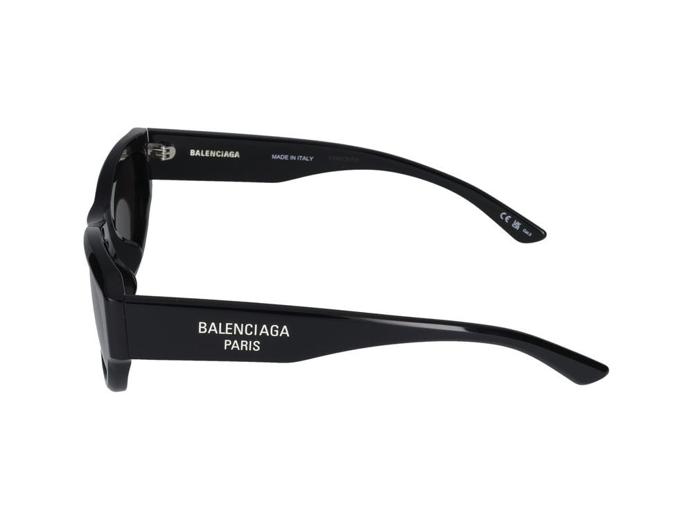 Balenciaga Black Glossy Acetate Design Oversized Square Sunglasses