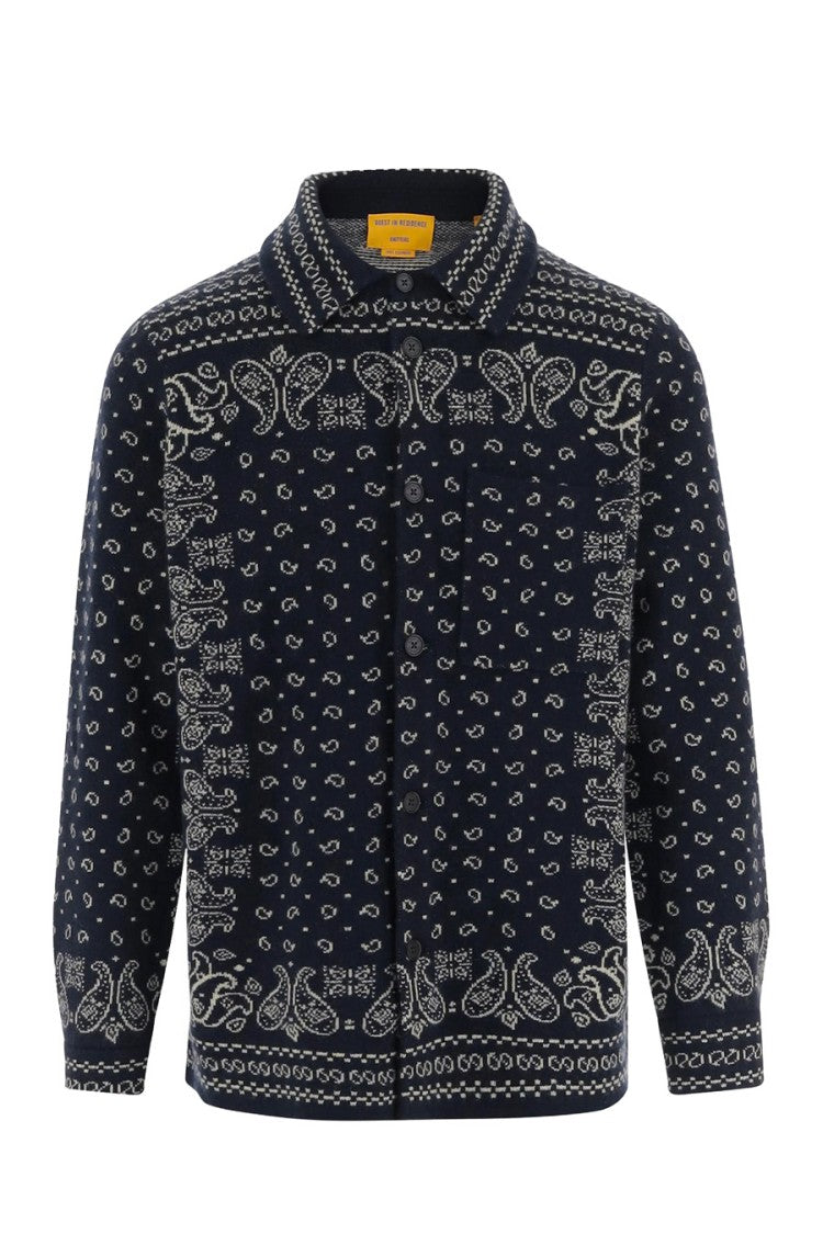 Guest In Residence Navy Wild Rag Paisley Jacquard Cashmere Shirt