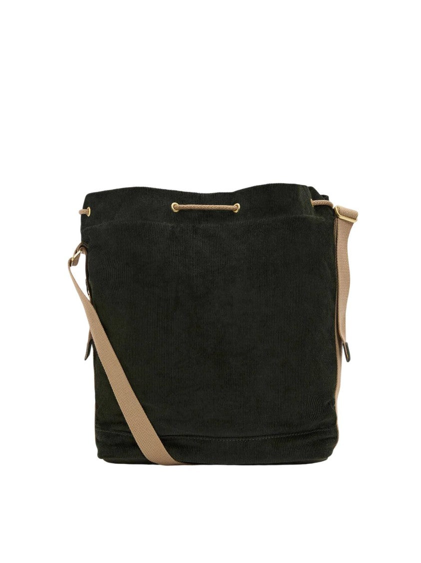 Barbour Waxed Cotton Drawstring Tote With Functional Design