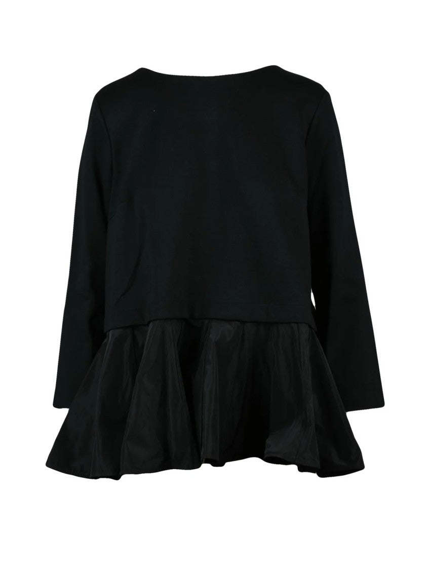 Meimeij Black Viscose-Blend Double Fabric Blouse