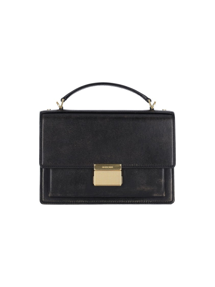 Golden Goose Structured Black Leather Handbag With Adjustable Strap