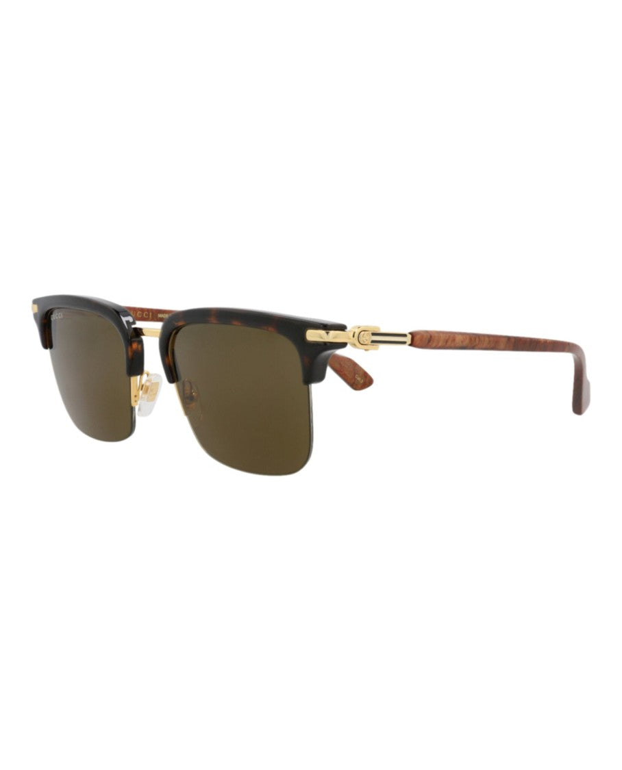 Gucci Square-Frame Metal Sunglasses