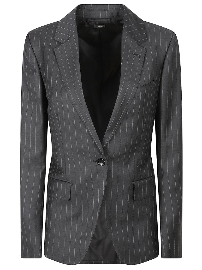Tom Ford Tailored Grey Pinstripe Jacket With Notched Lapel