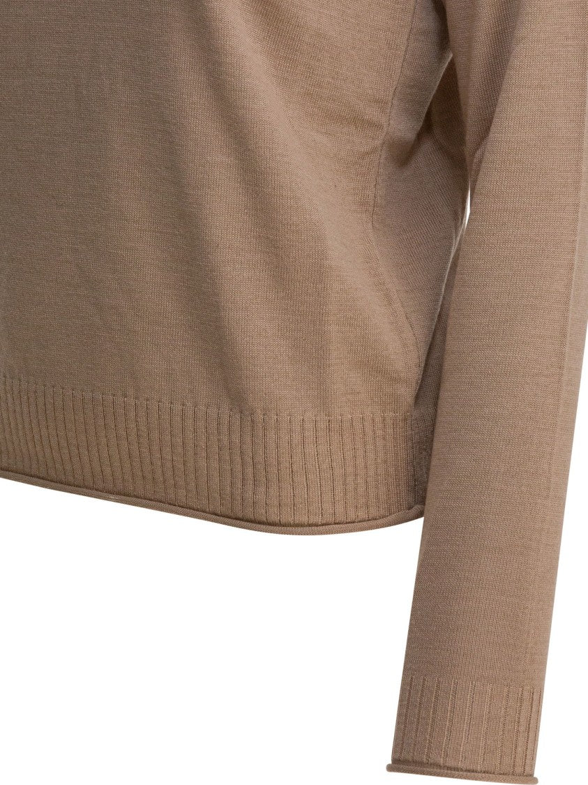 Ines De La Fressange Ribbed Merino Wool Knitwear With Crew Neckline