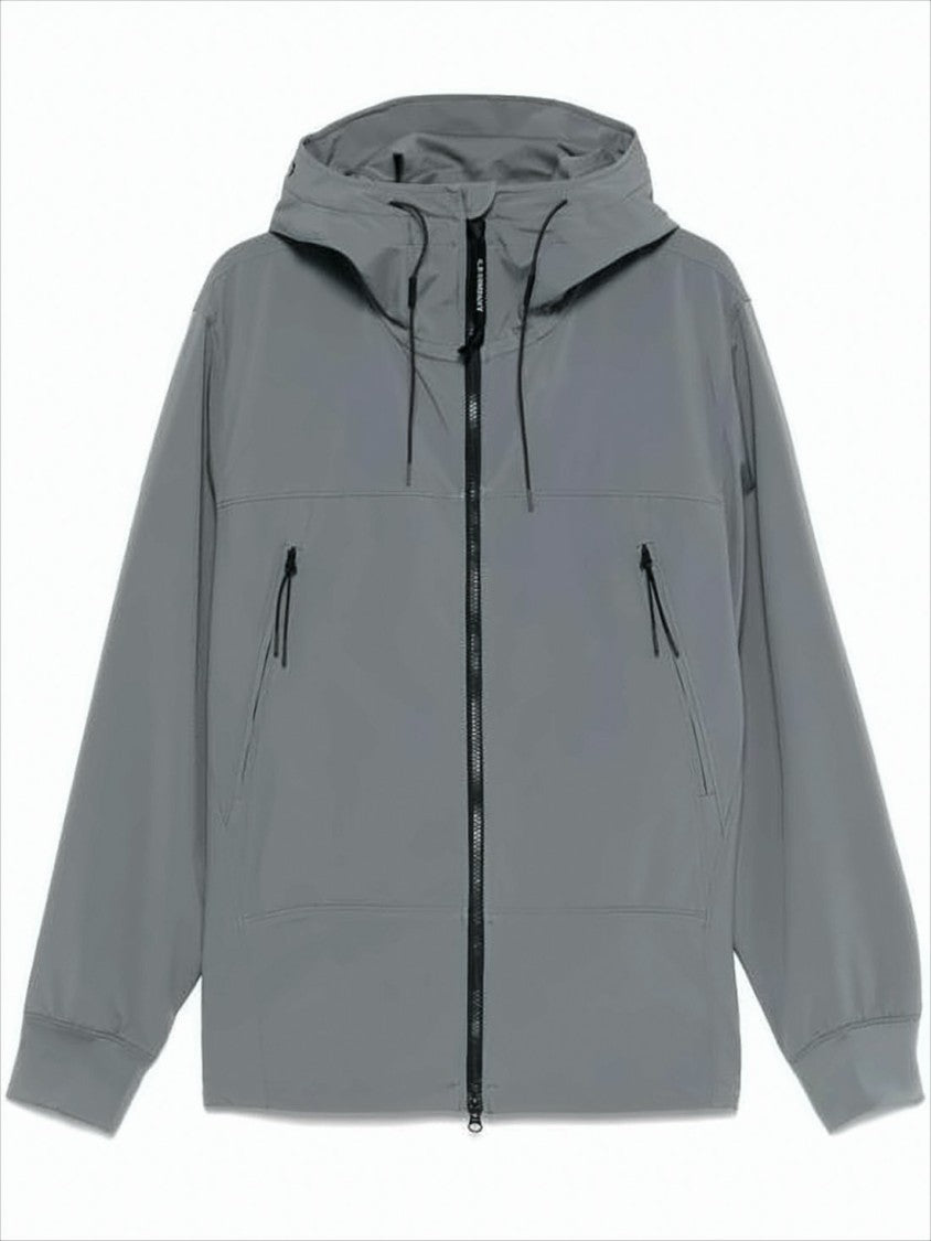 C.P. Company Minimalist Grey Zip Closure Jacket With Adjustable Hood