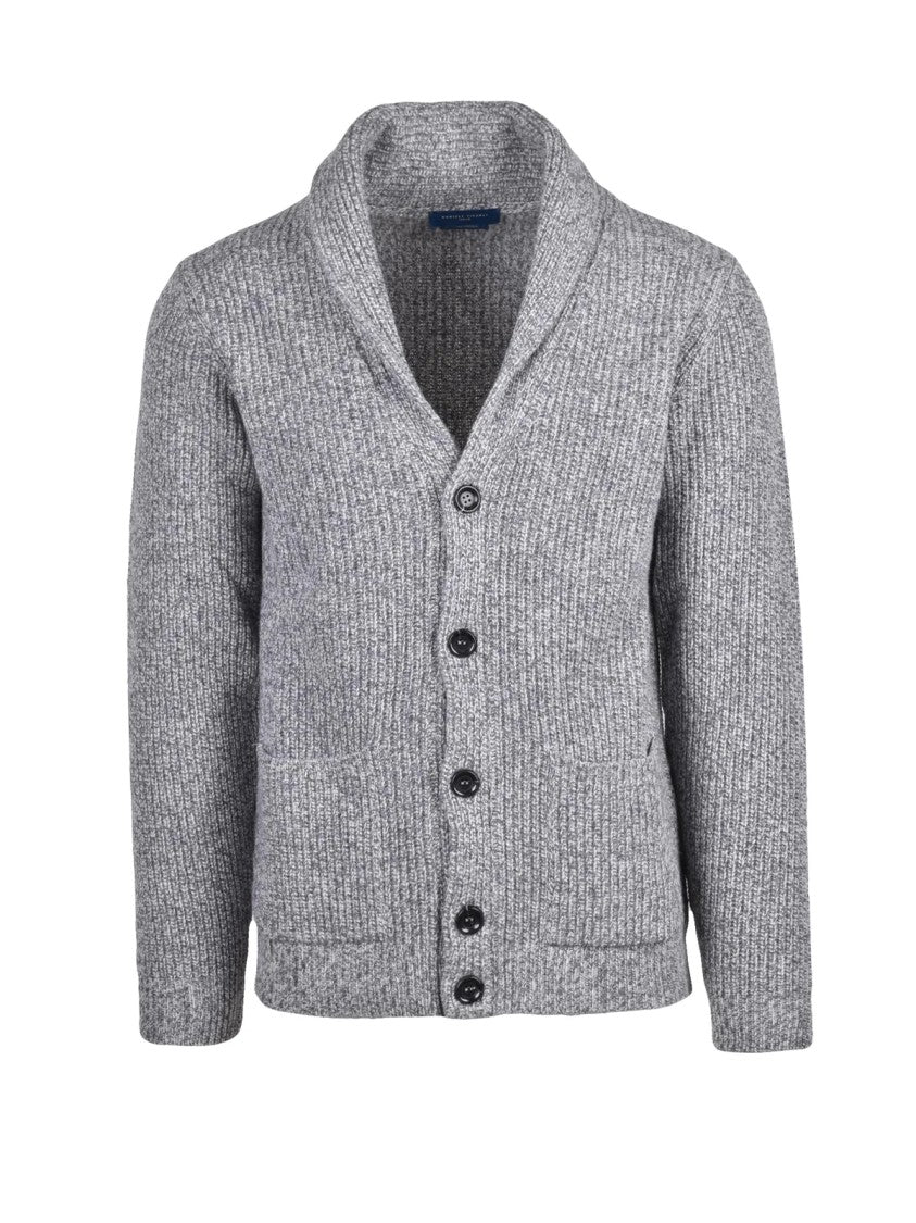 Daniele Fiesoli Grey Wool-Blend Shawl Collar Cardigan