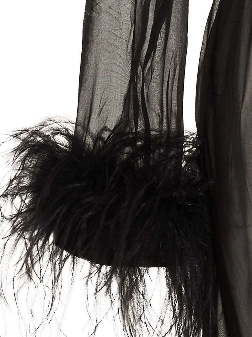 Oséree Feather Silk Dressing Gown