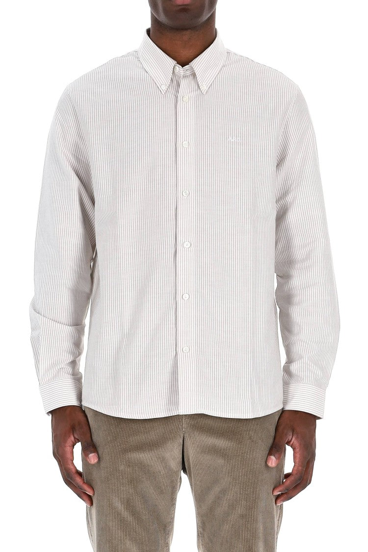 A.P.C. Standard Fit Cotton Piquet Striped Shirt