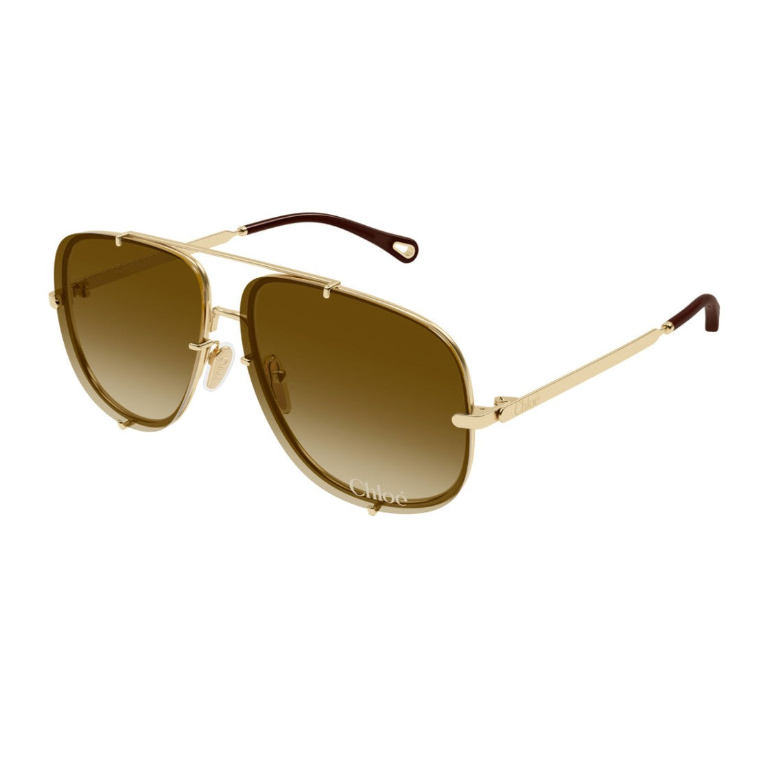 Chloé Gold Ch0348s Oversized Square Metal Sunglasses