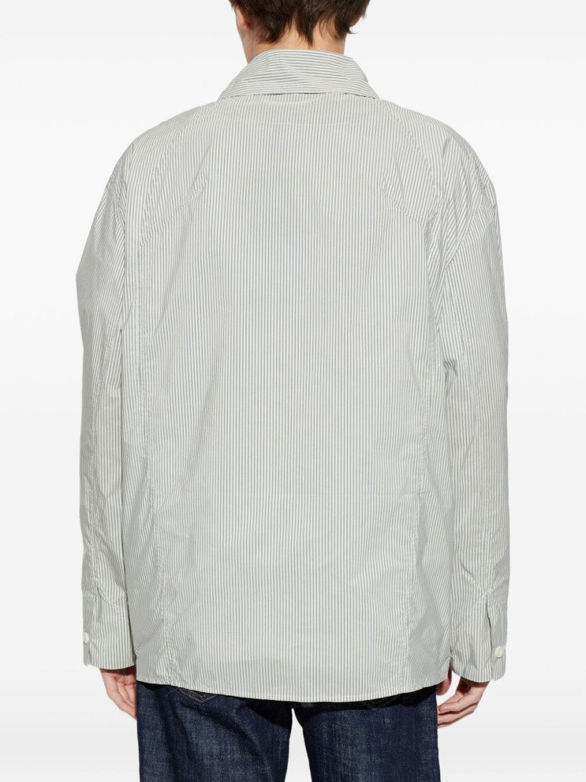 Jacquemus Classic Collar Grey Jacket With Striped Design