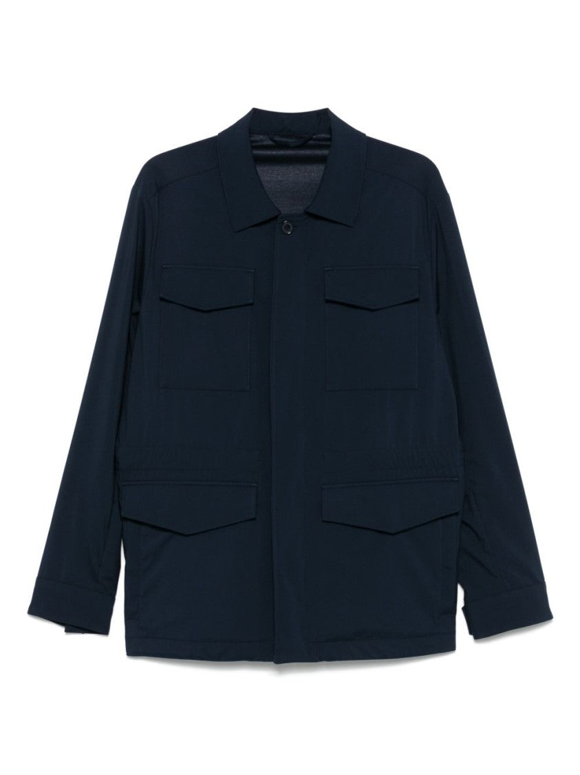 Paul & Shark Navy Blue Jacket With Concealed Fastening And Flap Pockets
