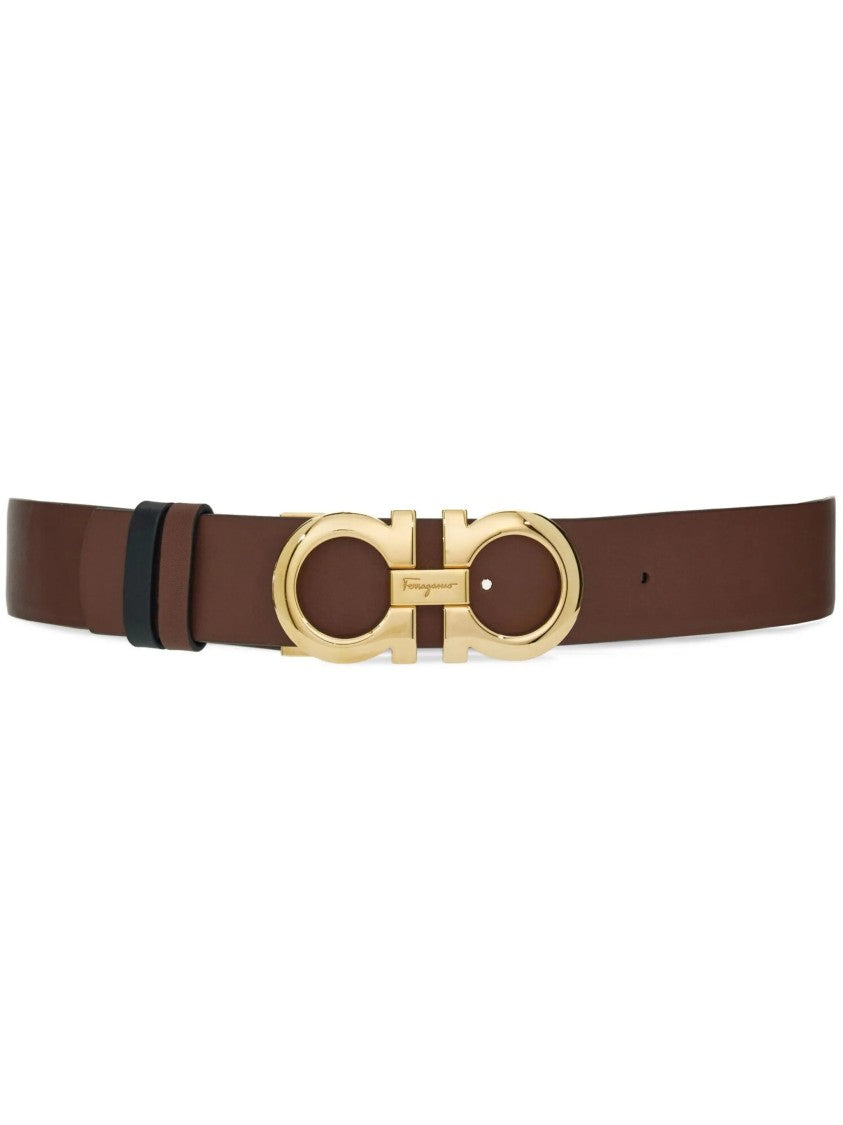 Salvatore Ferragamo Brown/Black Cintura H35 Reversible Leather Belt